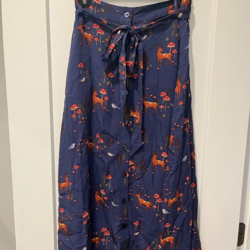 Fun Woodland Printed Modcloth Midi Skirt